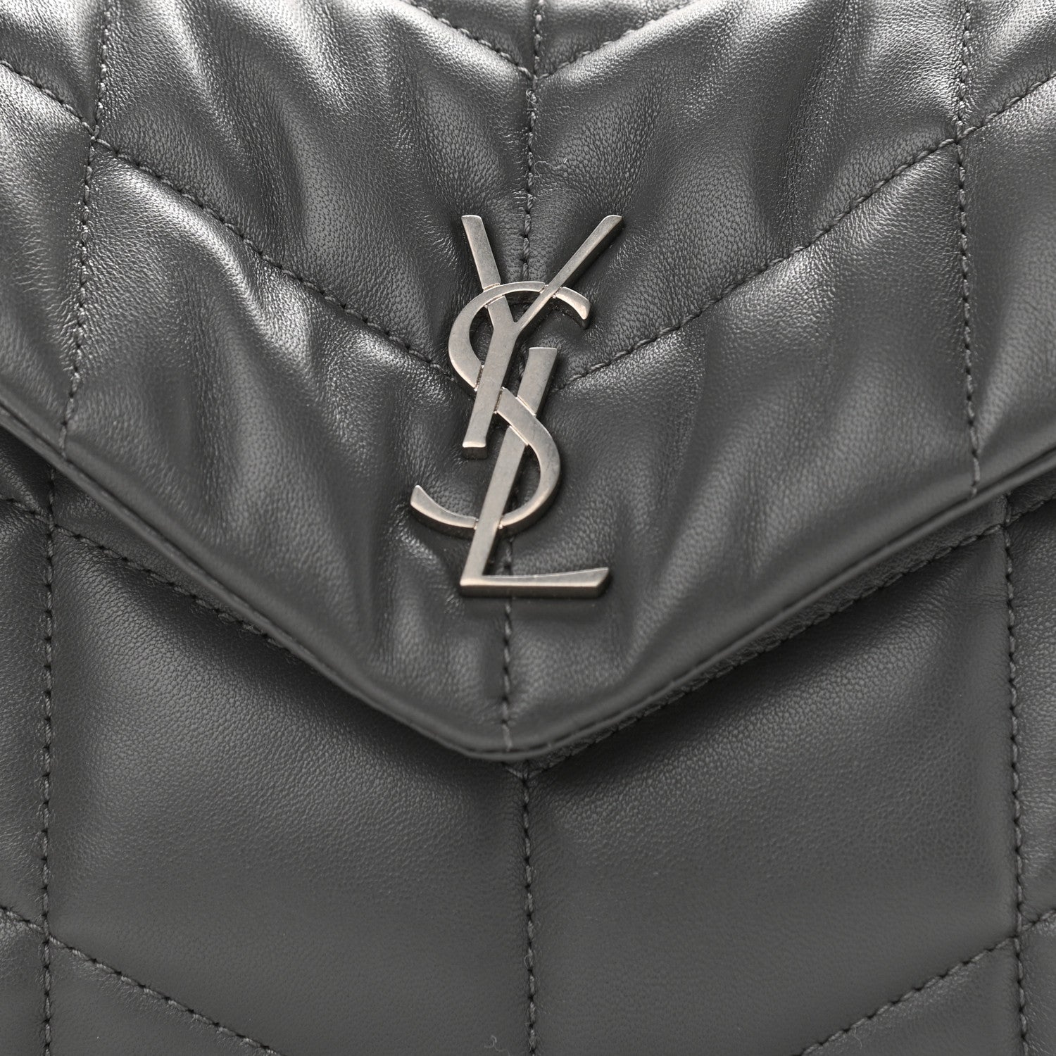 Saint Laurent Lambskin Quilted Toy Loulou Puffer Monogram Chain Satchel Storm 9 of 12