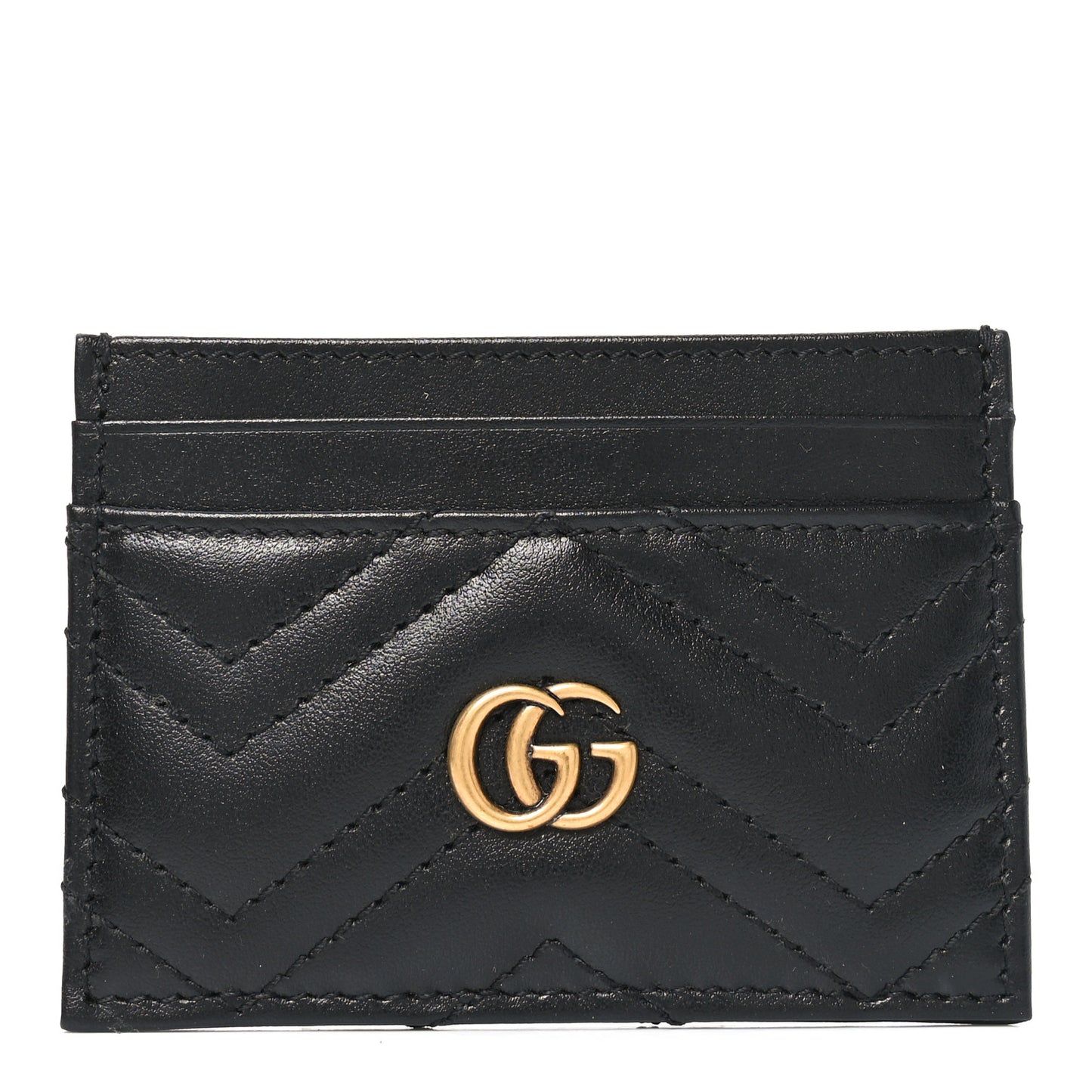 Calfskin Matelasse GG Marmont Card Holder Black