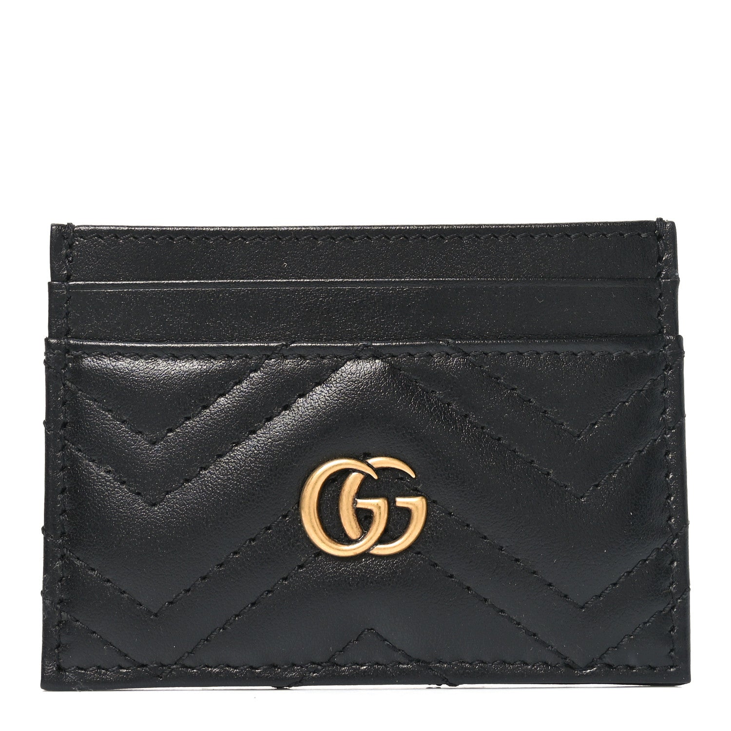Gucci Calfskin Matelasse GG Marmont Card Holder Black 1 of 7