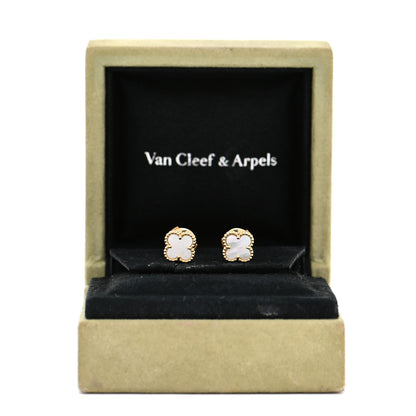 Van Cleef & Arpels 18K Yellow Gold Mother of Pearl Sweet Alhambra Earrings 6 of 6