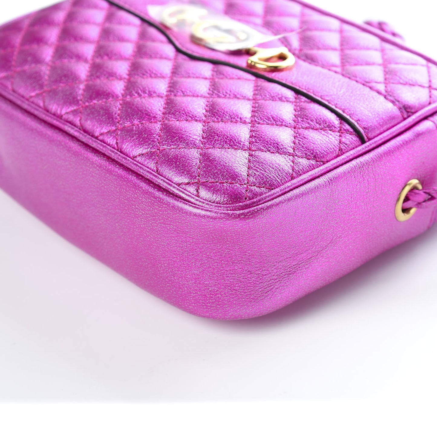 Laminated Nappa Trapuntata Mini Zumi Shoulder Bag Fuxia