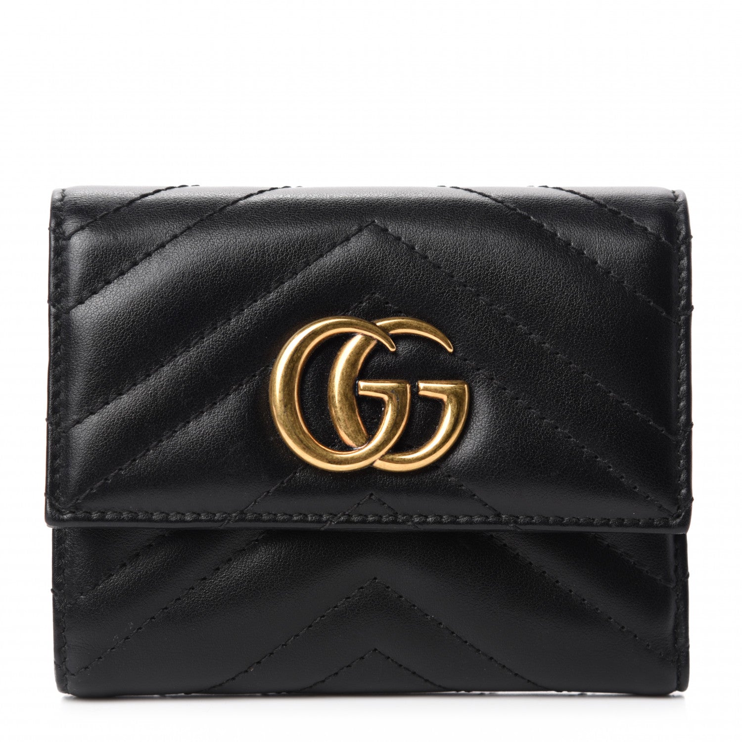 Gucci Calfskin Matelasse GG Marmont Wallet Black 1 of 7
