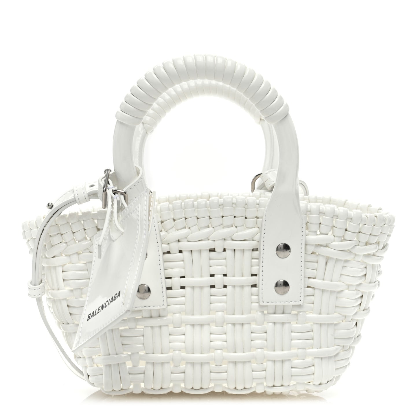 Faux Calfskin Braided Varnished XXS Bistro Basket White