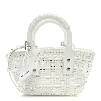 Balenciaga Faux Calfskin Braided Varnished XXS Bistro Basket White 1 of 9