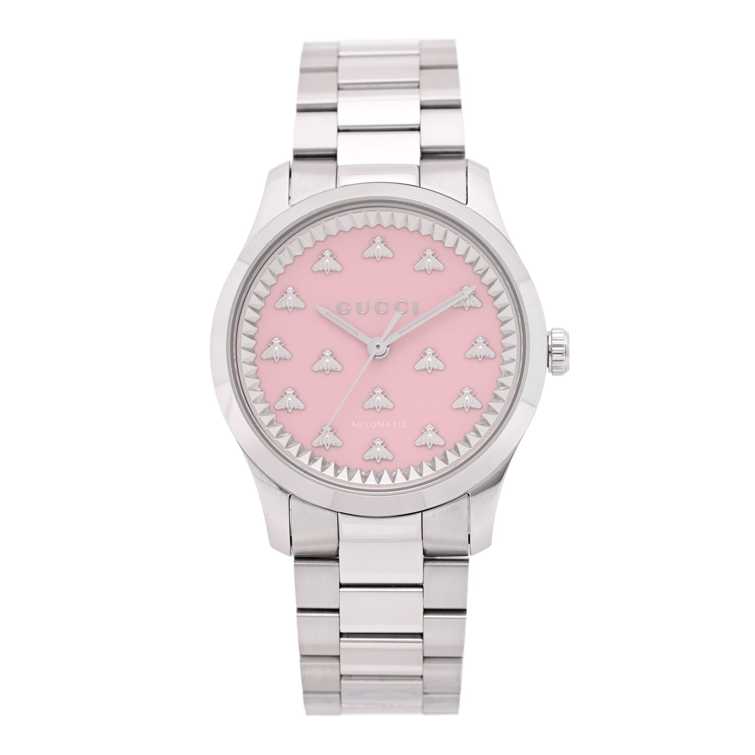 Gucci Stainless Steel 38mm G-Timeless Bee Automatic Watch Pink 1 of 4