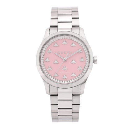 Gucci Stainless Steel 38mm G-Timeless Bee Automatic Watch Pink 1 of 4