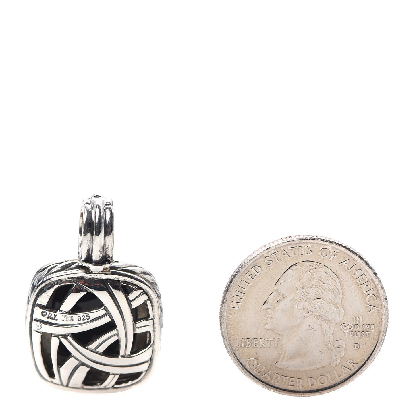 Sterling Silver Diamond Black Onyx 14mm Albion Enhancer Pendant