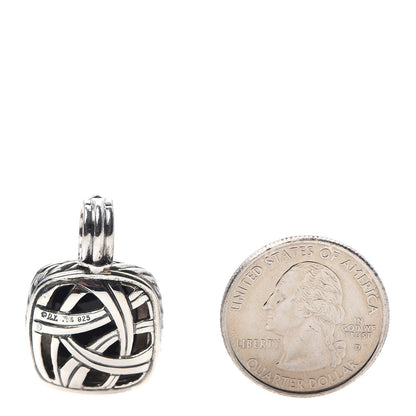 David Yurman Sterling Silver Diamond Black Onyx 14mm Albion Enhancer Pendant 2 of 2
