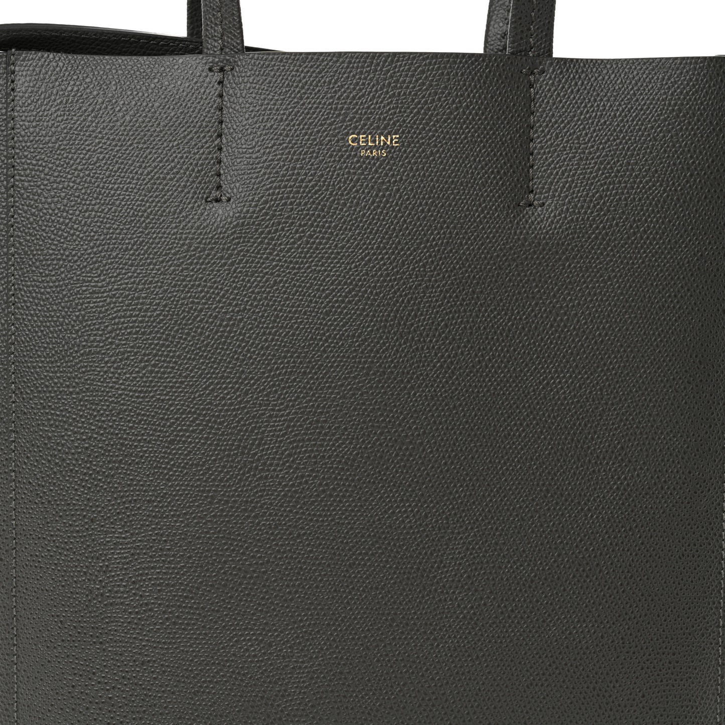 Grained Calfskin Small Vertical Cabas Grey