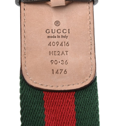 Gucci Nylon Textured Calfskin Double G Web 40mm Belt 90 36 Green Red Dark Cocoa 3 of 4