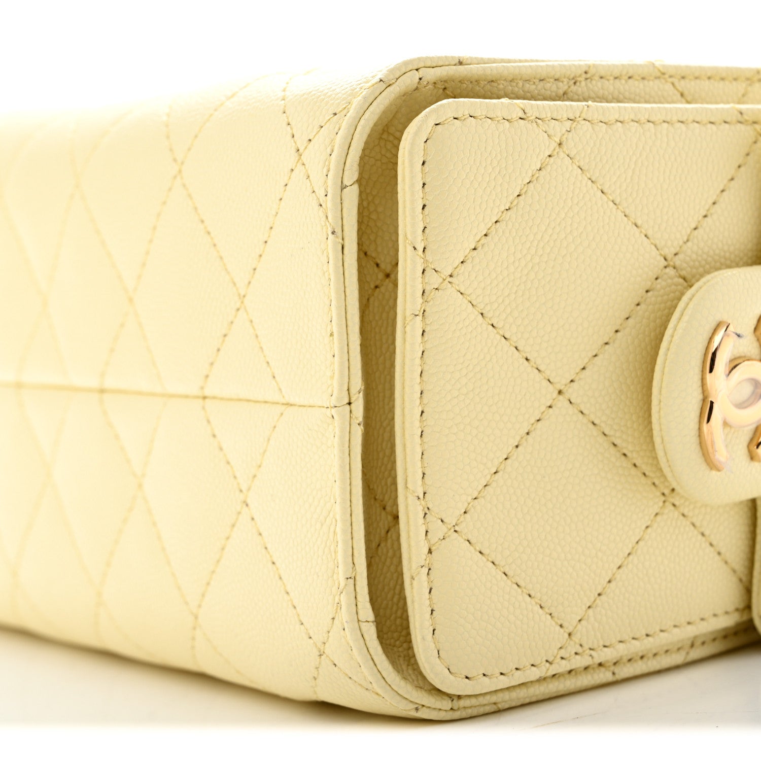 Chanel Caviar Quilted Mini Chanel 25 Handbag Light Yellow 10 of 11