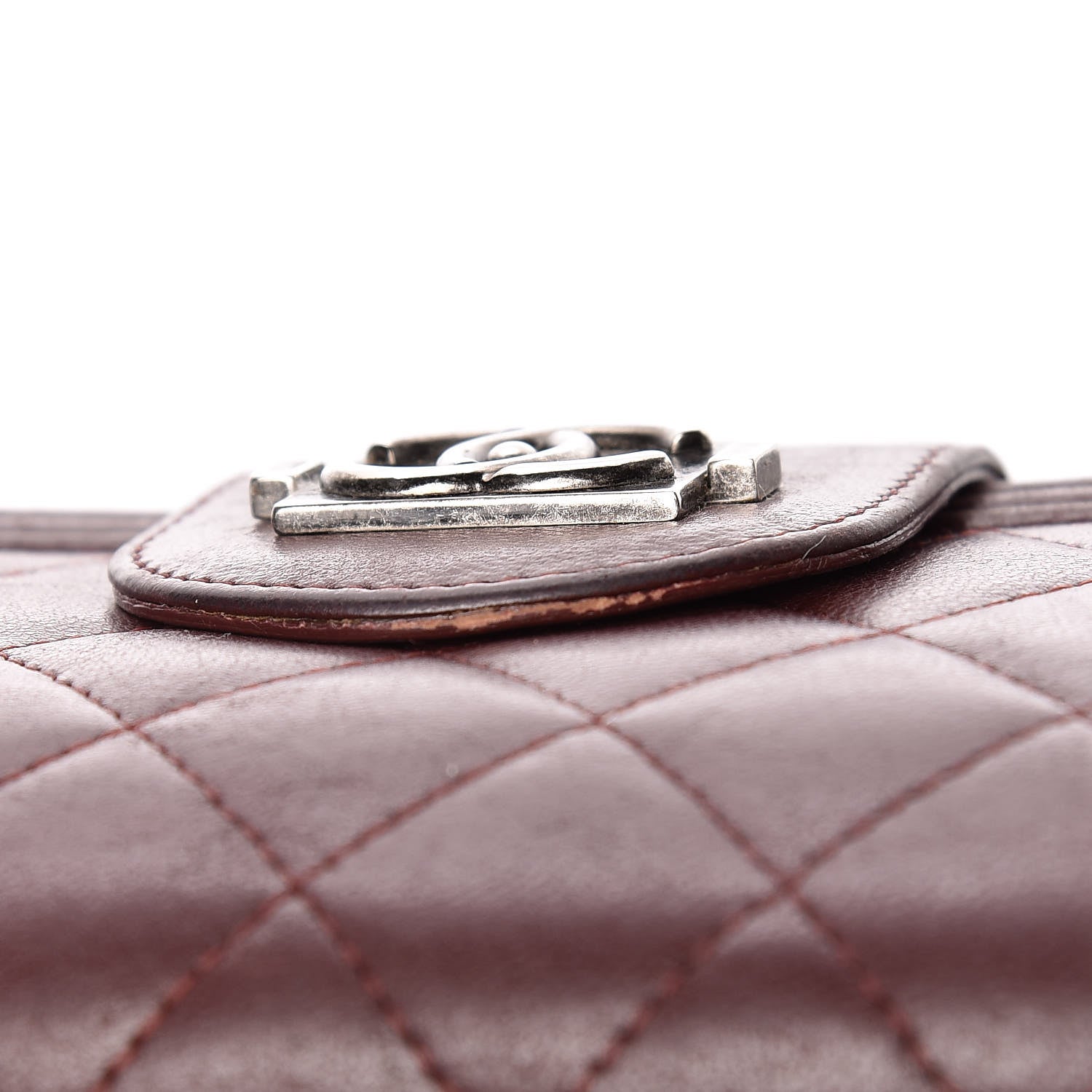 Chanel Lambskin Quilted Boy Zipped Pocket Wallet Burgundy 11 of 13