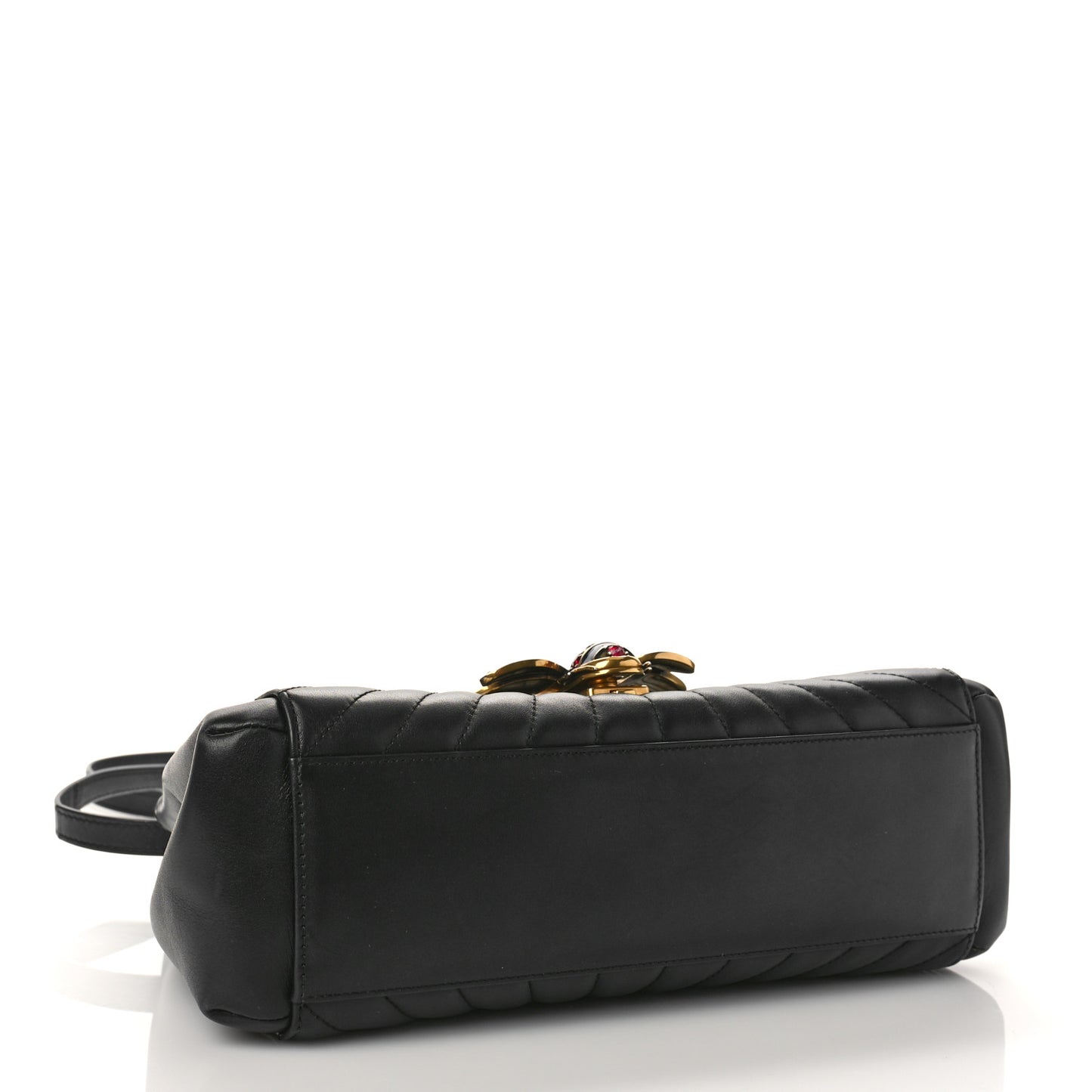 Calfskin Bamboo Trapuntata Queen Margaret Top Handle Bag Black