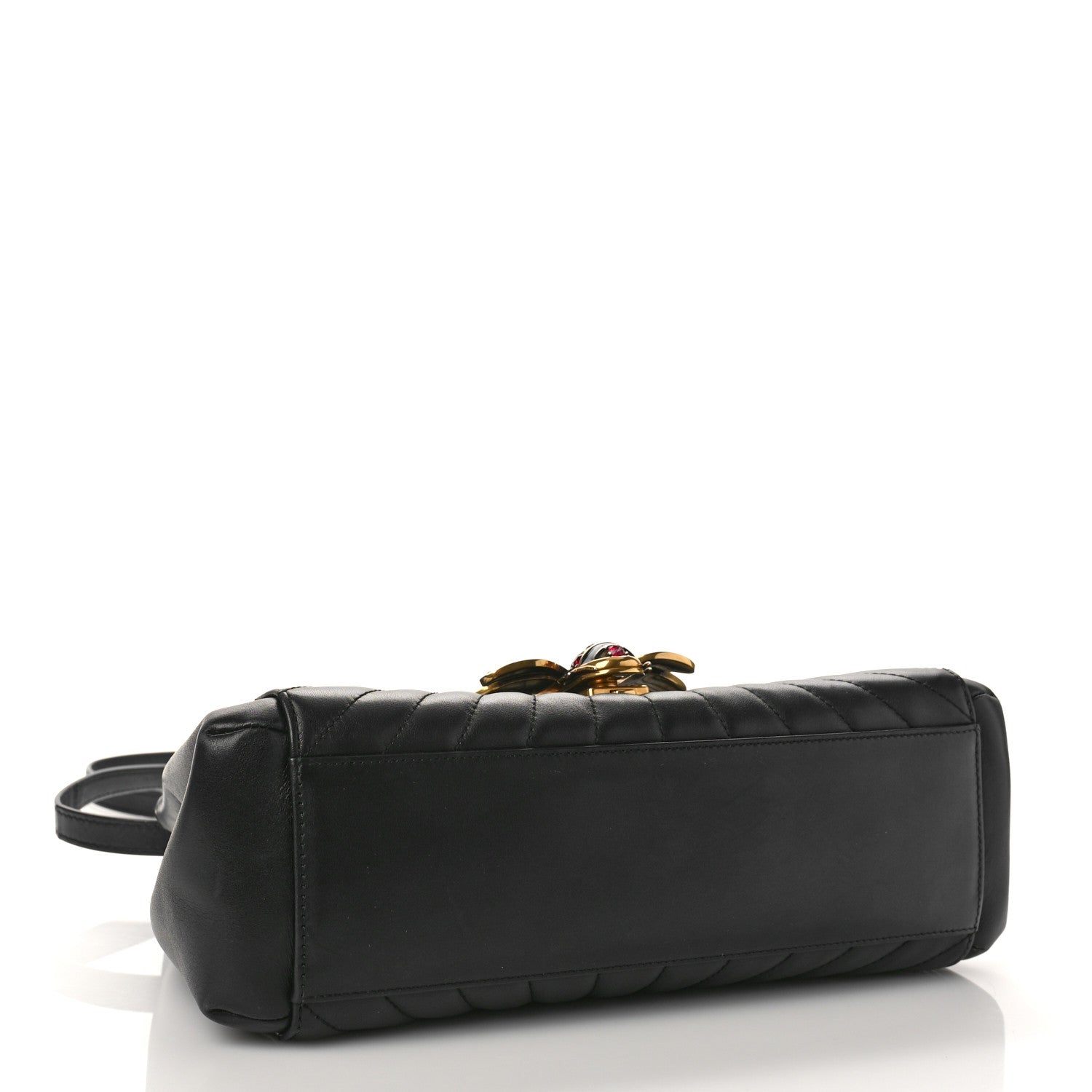 Gucci Calfskin Bamboo Trapuntata Queen Margaret Top Handle Bag Black 4 of 9