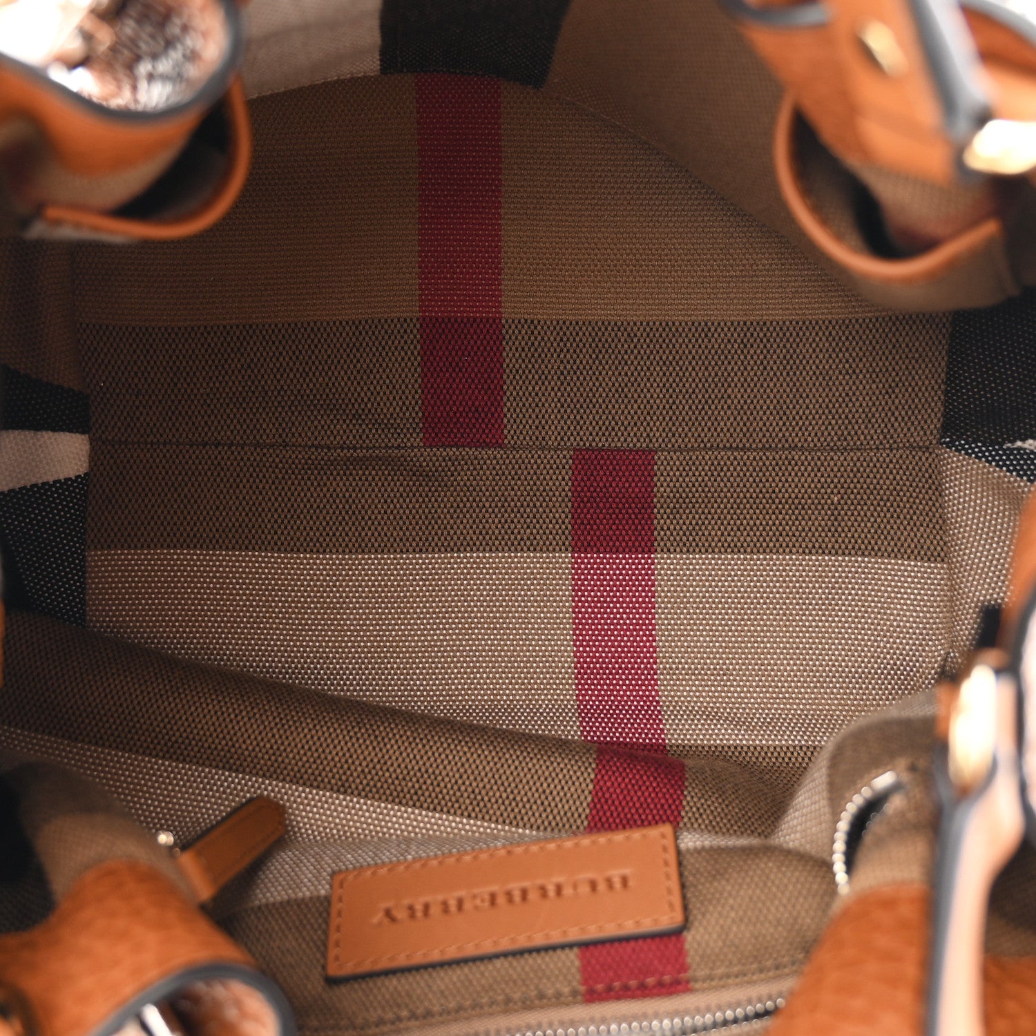 Burberry Grainy Calfskin House Check Small Maidstone Saddle Brown 5 of 10