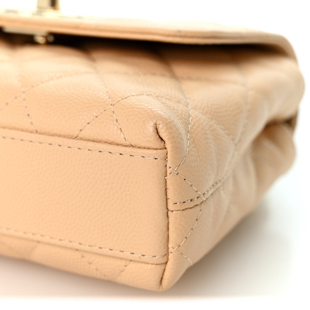Chanel Caviar Quilted Coco Handle Clutch With Chain Beige 10 of 10