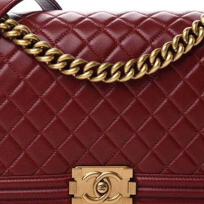 Chanel Lambskin Quilted New Medium Boy Flap Dark Red 10 of 11