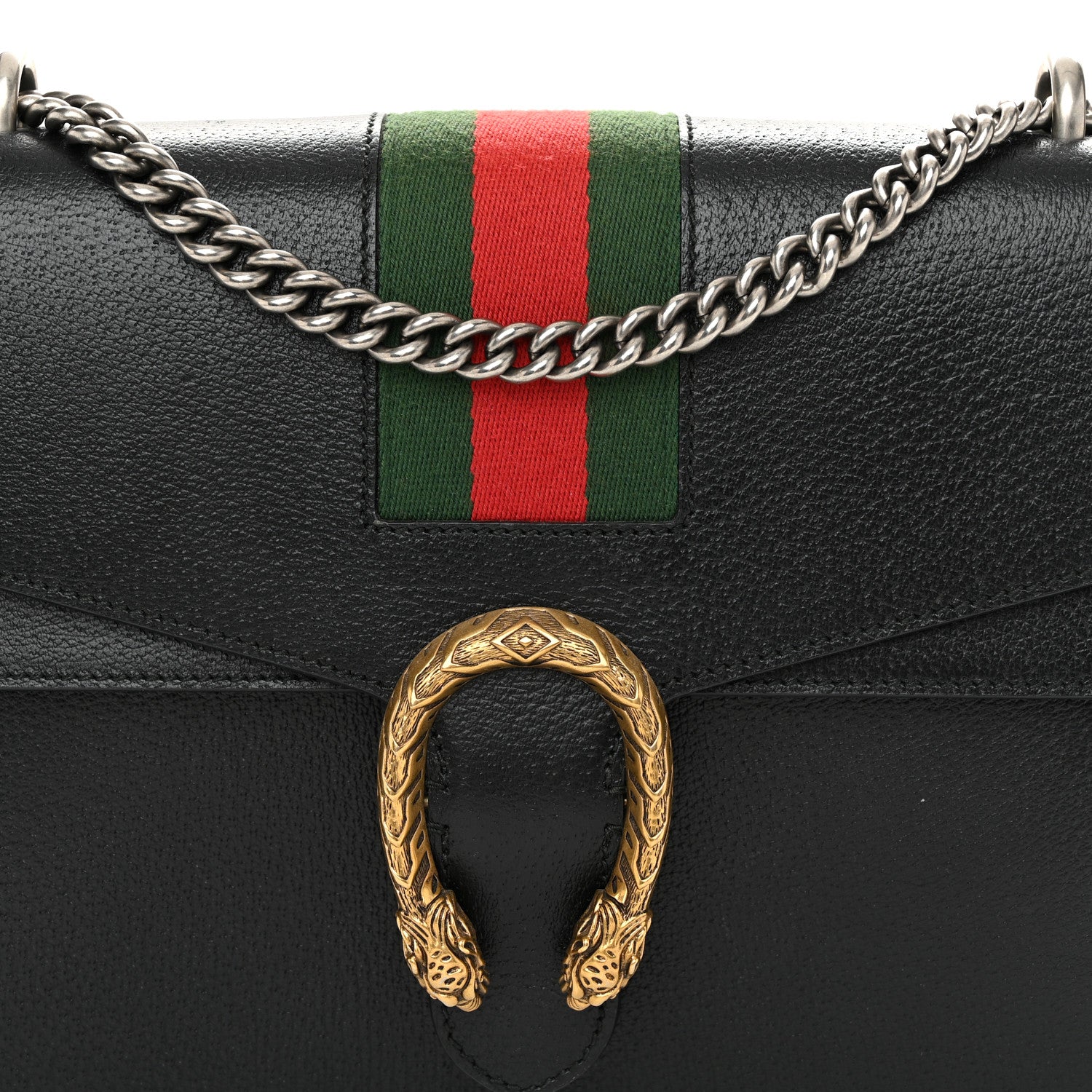 Gucci Calfskin Web Medium Dionysus Shoulder Bag Black 8 of 13