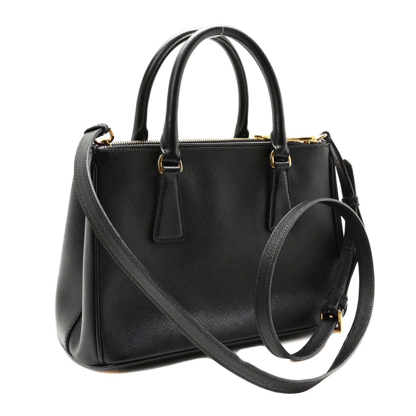 Saffiano Vernice Mini Galleria Double Zip Tote Black