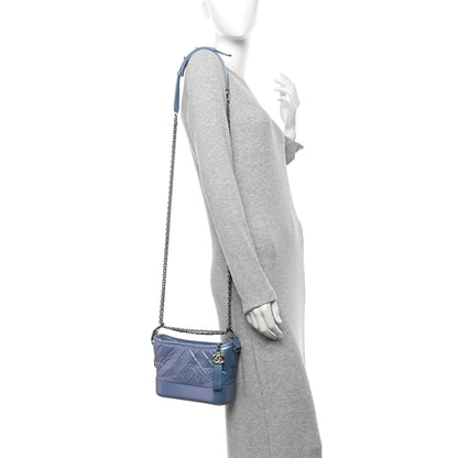 Chanel Iridescent Lambskin Calfskin Quilted Small Gabrielle Hobo Blue 2 of 10