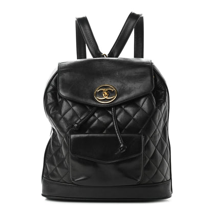 Chanel Lambskin Quilted CC Backpack Black 2 of 11