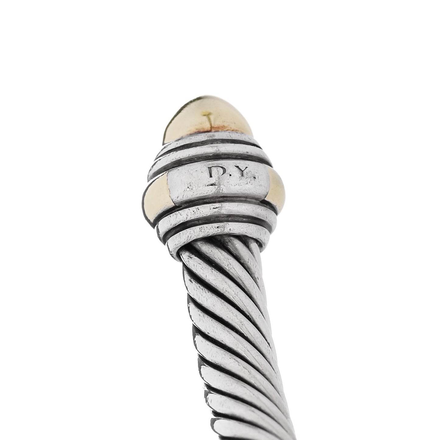 Sterling Silver 14K Yellow Gold 5mm Cable Classics Dome Bracelet