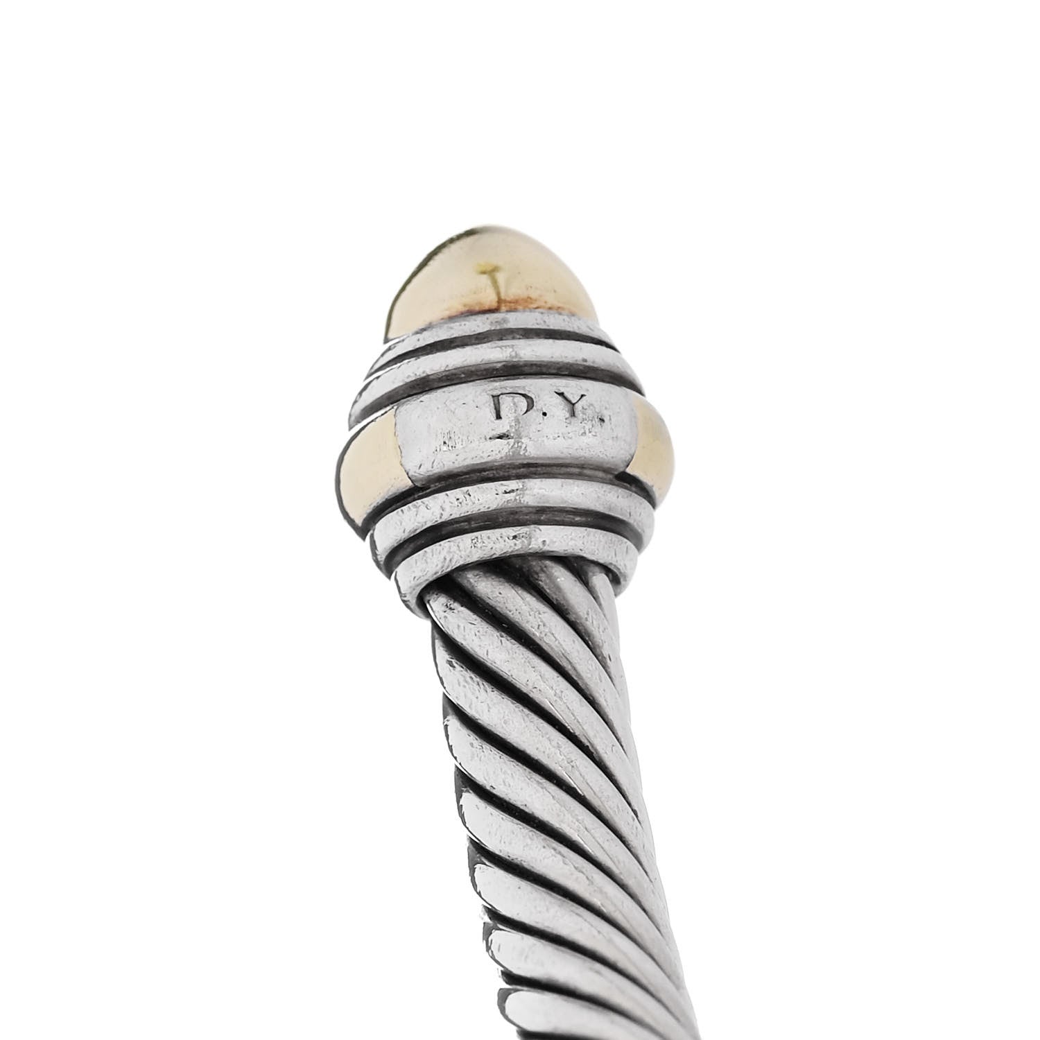 David Yurman Sterling Silver 14K Yellow Gold 5mm Cable Classics Dome Bracelet 3 of 4