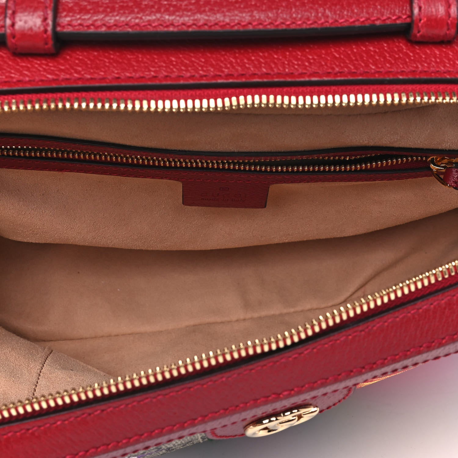 Gucci GG Supreme Monogram Flora Web Small Ophidia Top Handle Shoulder Bag Hibiscus Red 4 of 4