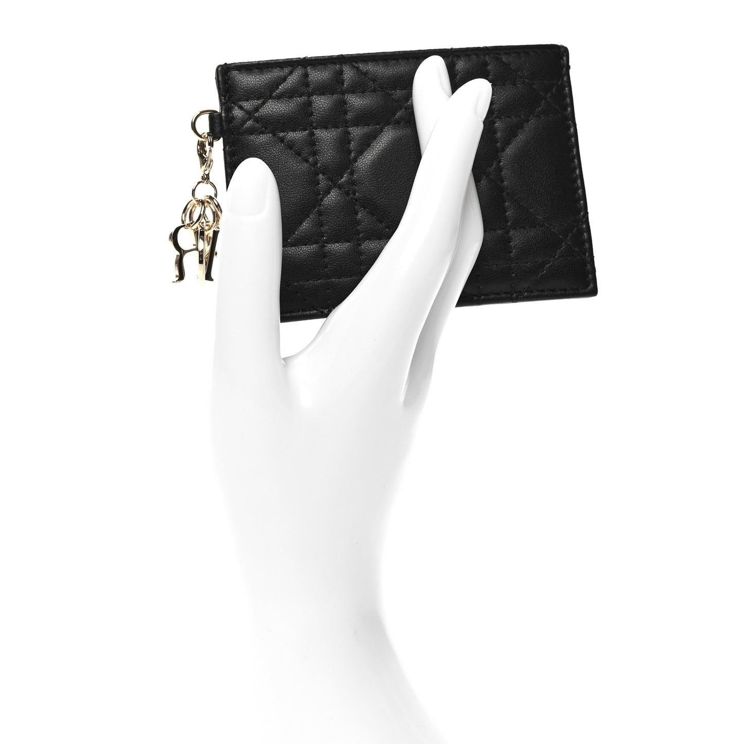 Lambskin Cannage Lady Dior Card Holder Black