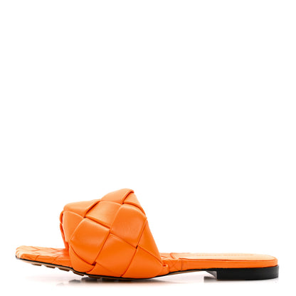 Bottega Veneta Nappa Maxi Intrecciato Lido Flat Sandals 38 Tangerine 1 of 11