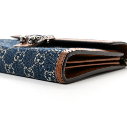Gucci New Denim GG Monogram Dollar Calfskin Enamel Mini Dionysus Chain Wallet Blue Tea Cuir Epilog Electric Blue 9 of 9