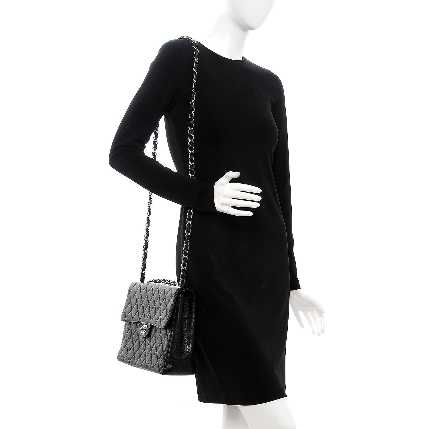 Chanel Caviar Quilted Jumbo Single Flap Black 2 of 17