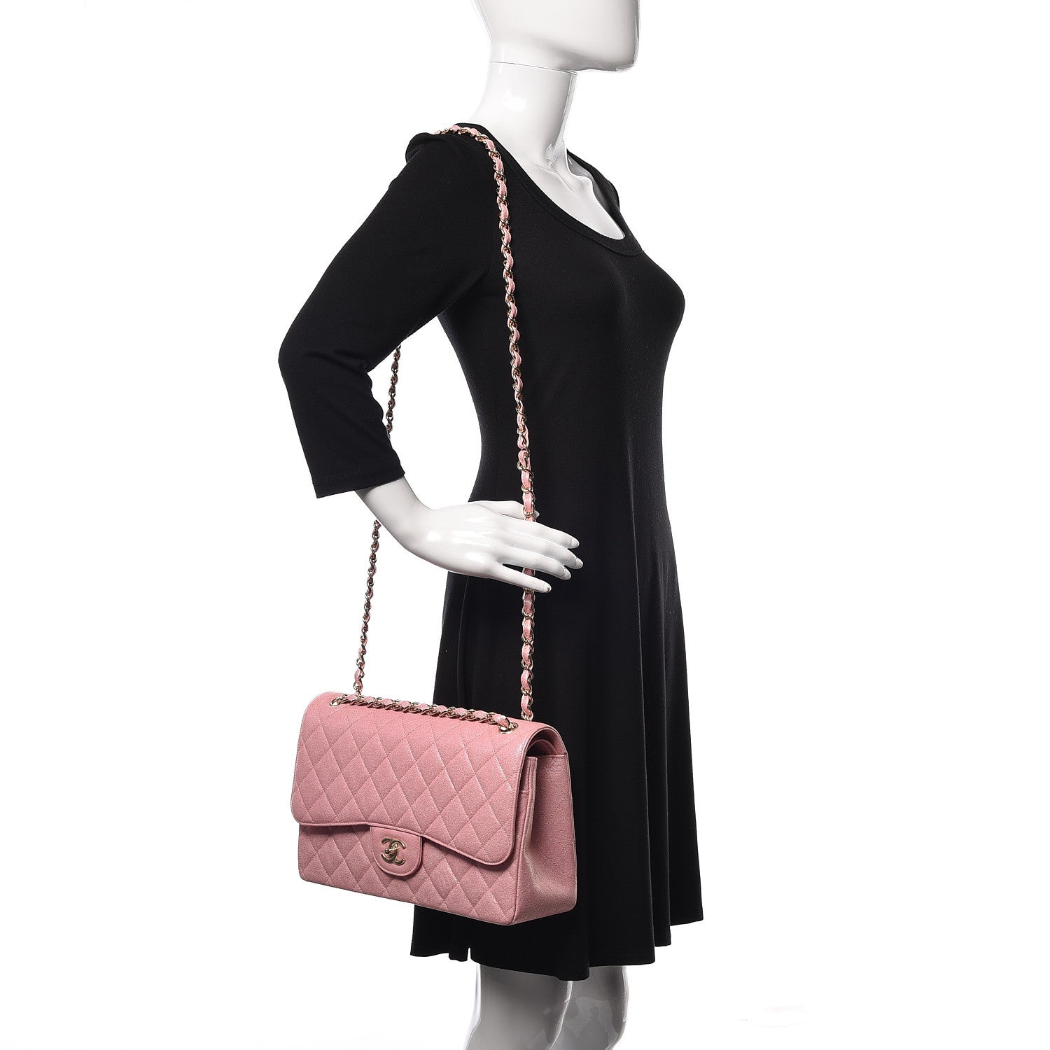 Chanel Iridescent Caviar Quilted Jumbo Double Flap Rose Pink 2 of 10