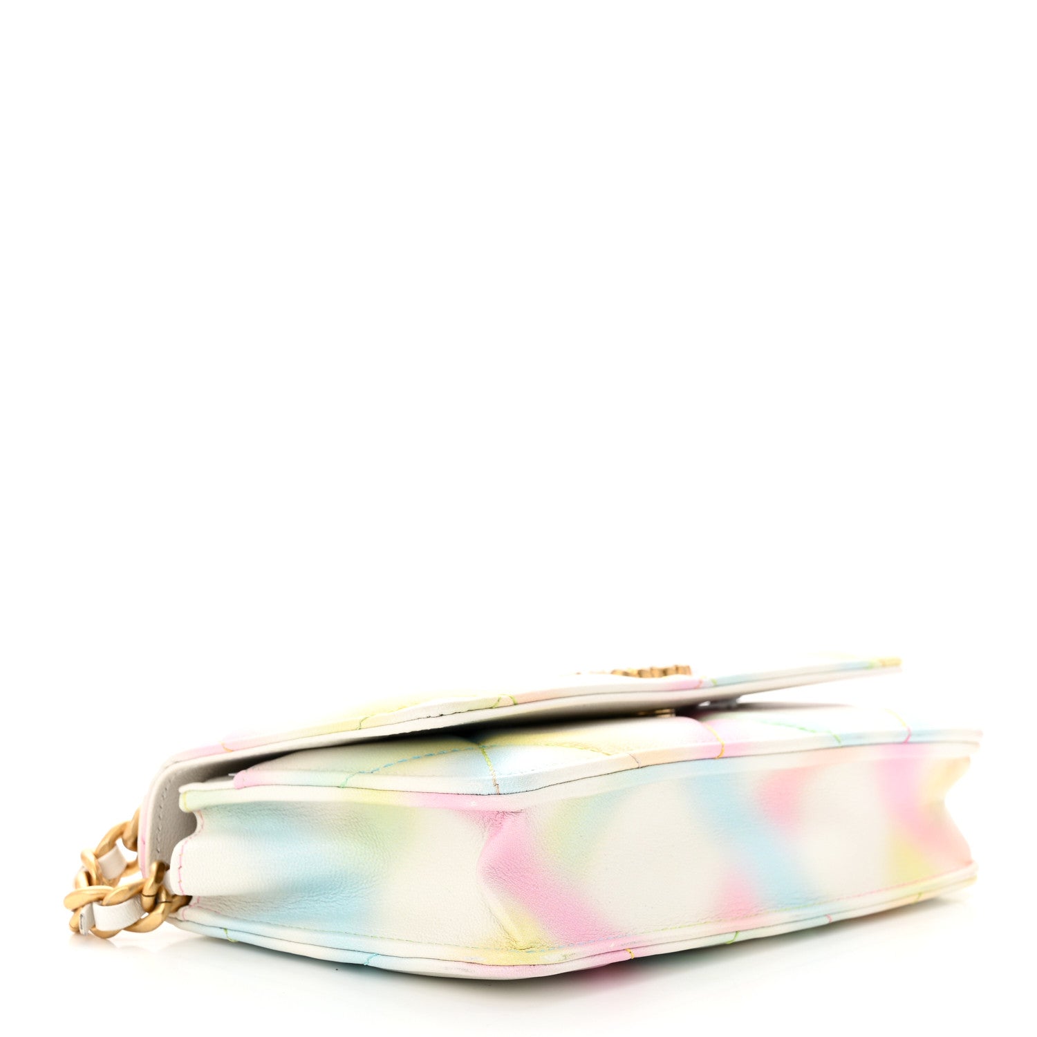 Chanel Printed Goatskin Quilted Chanel 19 Wallet On Chain WOC White Multicolor 4 of 15