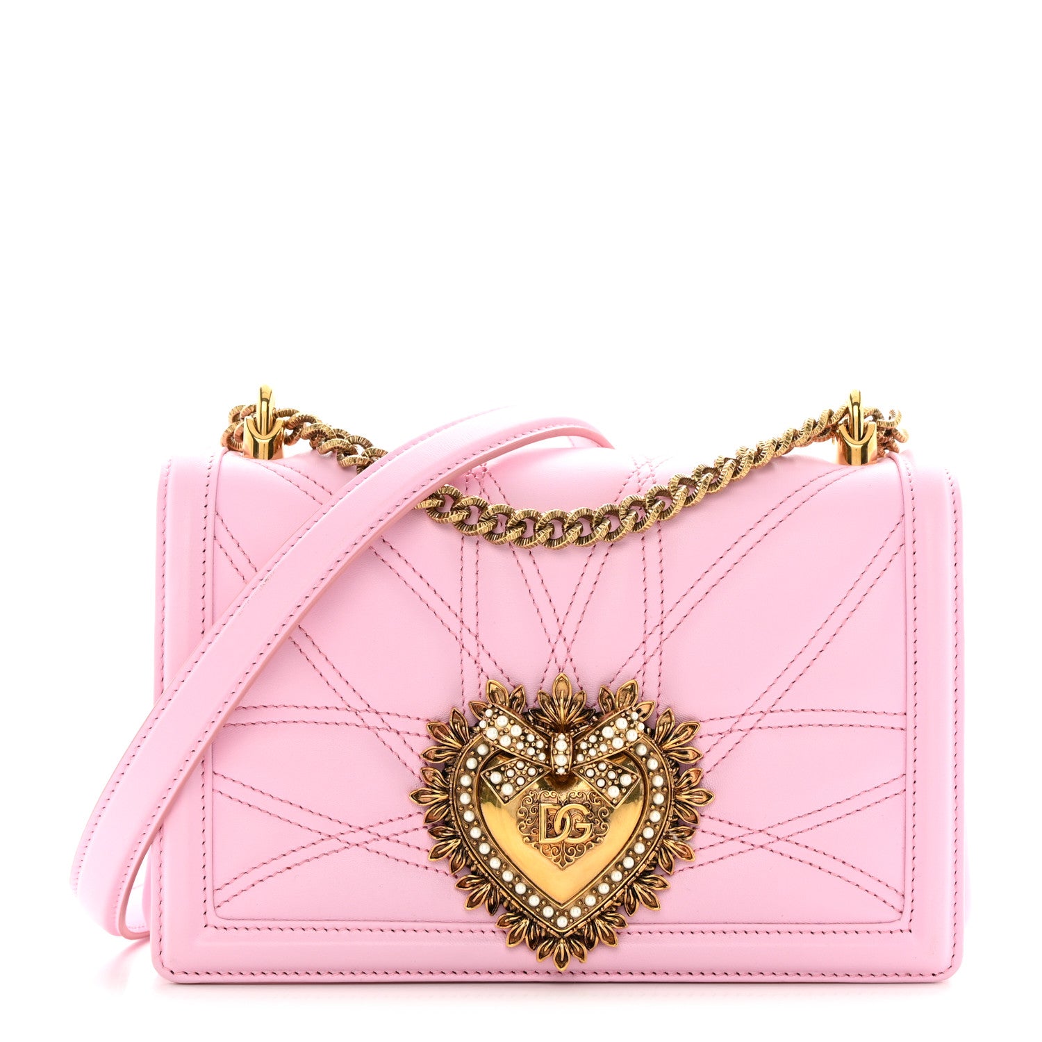 Dolce & Gabbana Calfskin Medium Devotion Crossbody Pink 1 of 11
