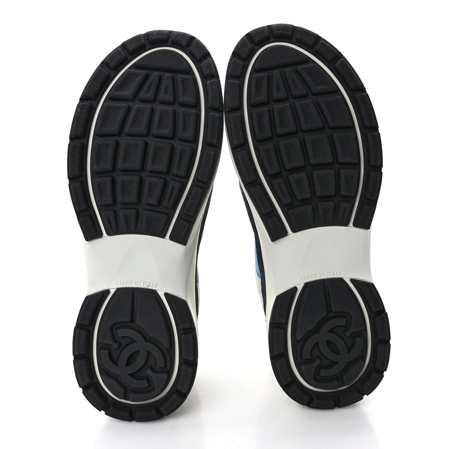 Fabric Suede Calfskin Mesh Womens CC Sneakers 39.5 Black Blue Ivory
