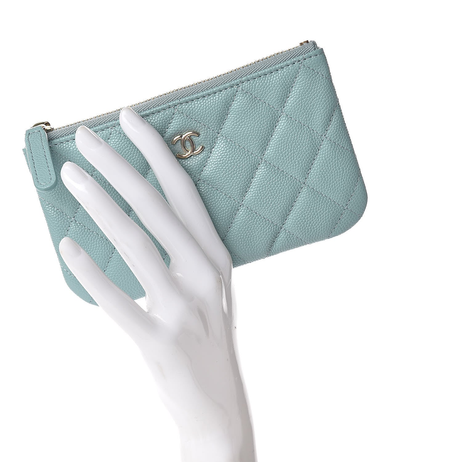 Chanel Caviar Quilted Small Cosmetic Case Light Blue 2 of 8