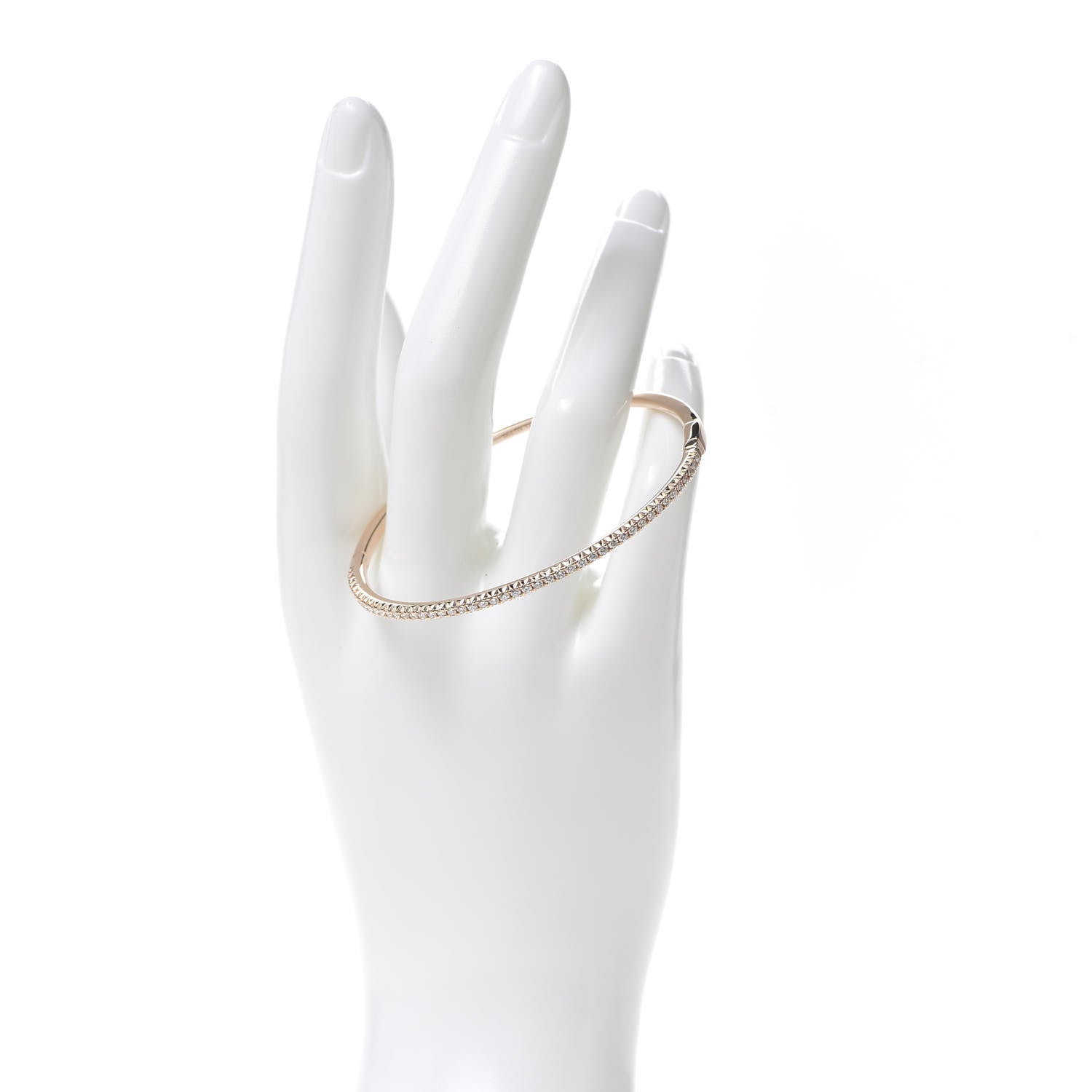 Tiffany 18K Rose Gold Diamond Metro Hinged Bangle Bracelet 2 of 6