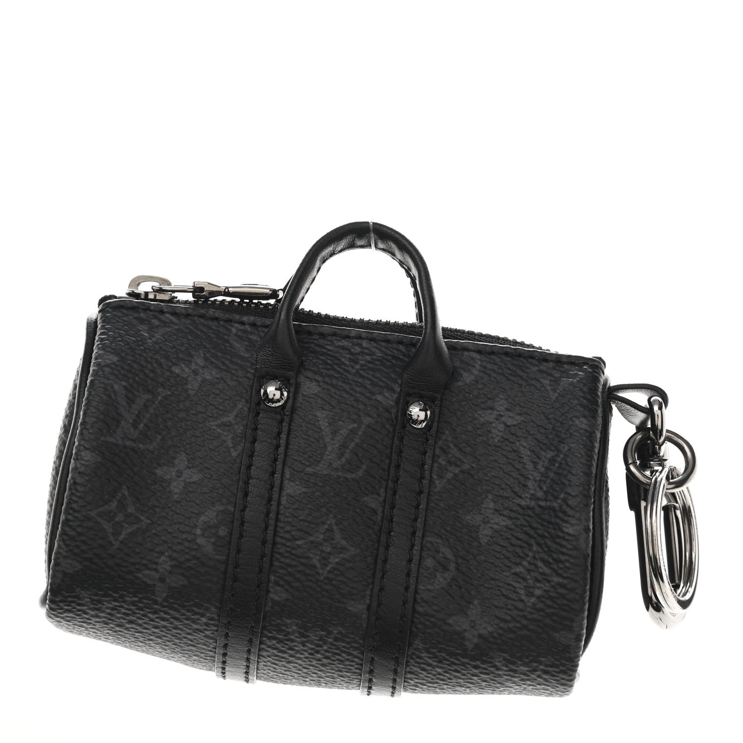 Louis Vuitton Monogram Eclipse Mini Keepall Bag Charm Key Holder Black 1 of 5