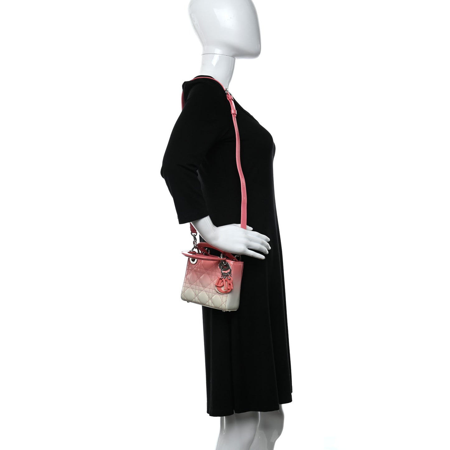 Patent Cannage Gradient Nano Lady Dior Pink White