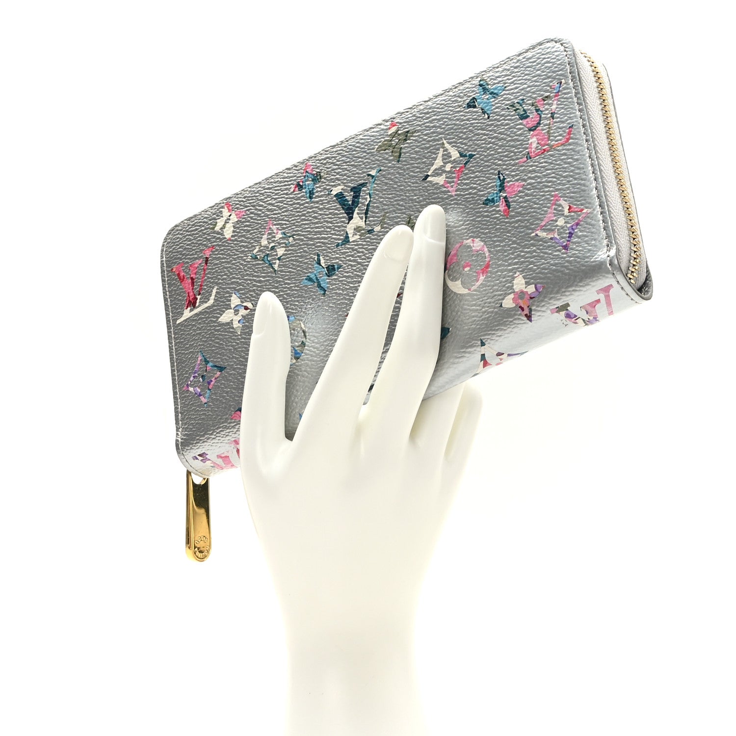 Louis Vuitton Metallic Monogram LV Garden Zippy Wallet Silver 2 of 6