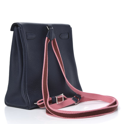 Hermes Taurillon Clemence Kelly Ado Backpack Bleu Nuit Rose D'ete Rouge H 2 of 8