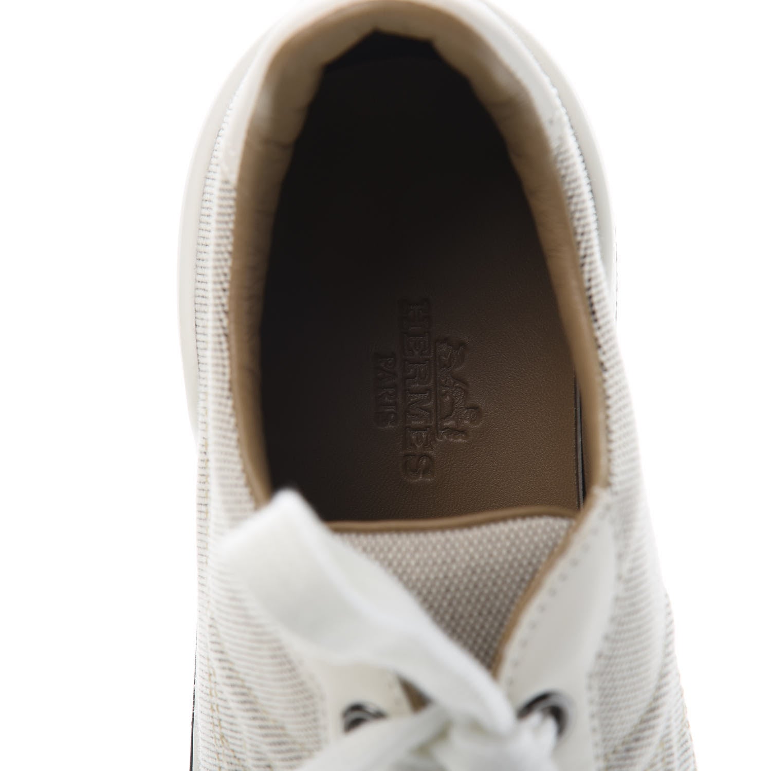 Hermes Canvas Calfskin Womens Voltage Sneakers 37 Prunoir White 6 of 11