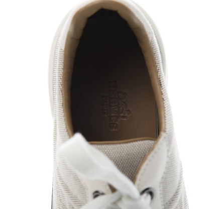 Hermes Canvas Calfskin Womens Voltage Sneakers 37 Prunoir White 6 of 11