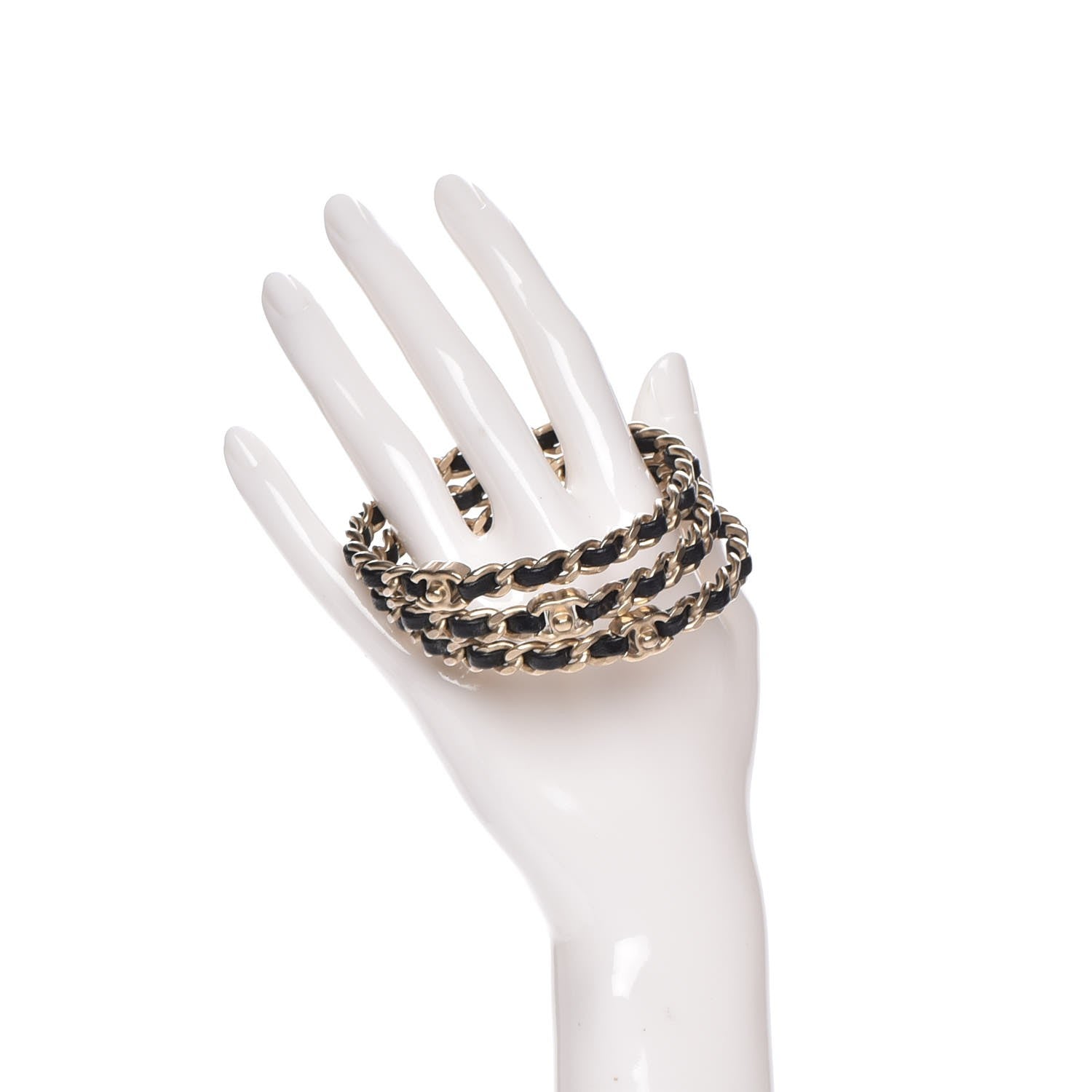 Chanel Lambskin Chain Turnlock CC Bangle Set of 3 Black Gold 2 of 6