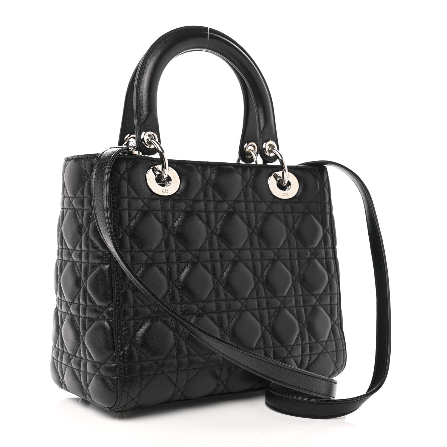 Christian Dior Lambskin Cannage Medium Lady Dior Black 2 of 14