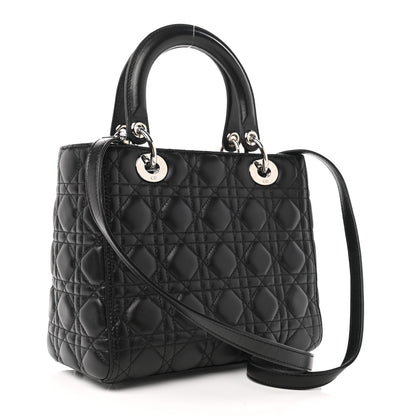 Christian Dior Lambskin Cannage Medium Lady Dior Black 2 of 14
