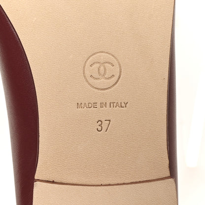 Chanel Lambskin Cap Toe CC Ballerina Flats 37 Burgundy Pink 7 of 10