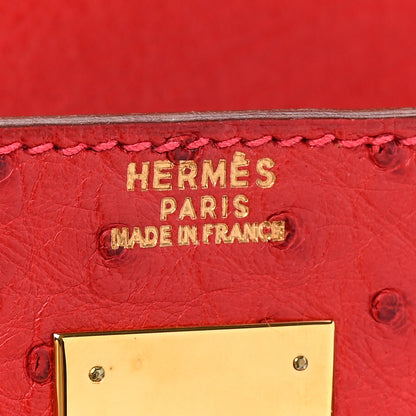 Hermes Ostrich Kelly Sellier 32 Rouge Vif 6 of 16