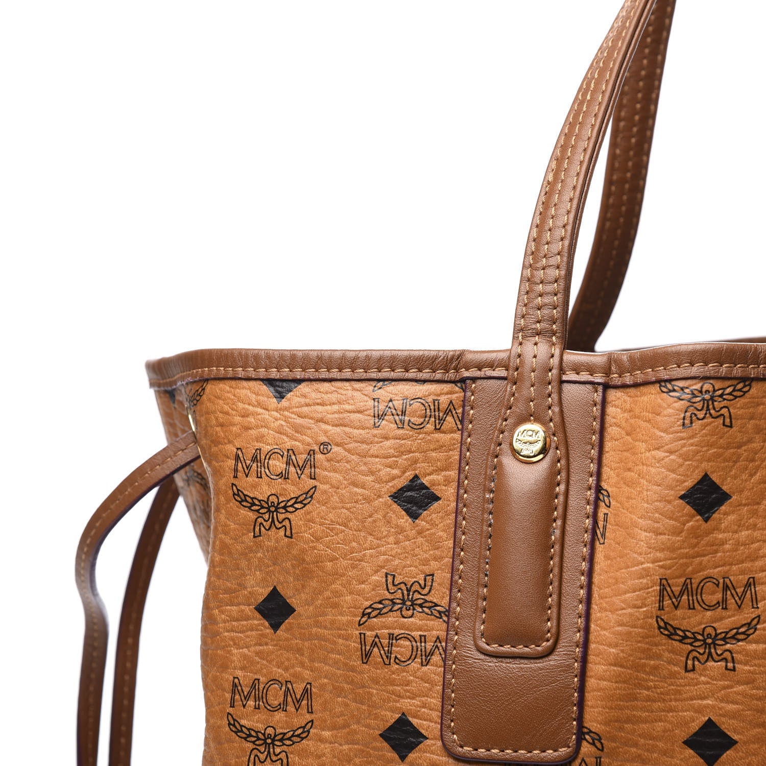 MCM Visetos Medium Liz Reversible Shopper Tote Cognac 6 of 17